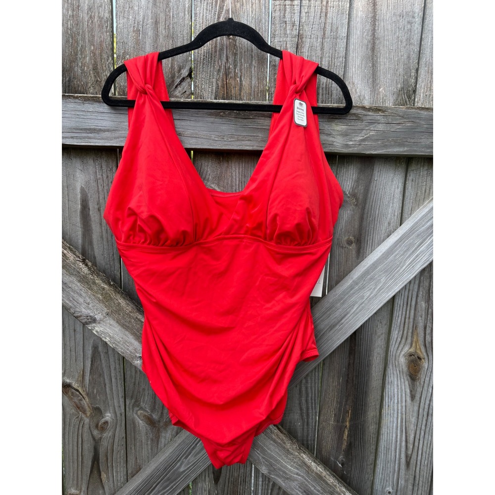 Time and Tru One Piece Swimsuit Shirring Slimming Waist Plus Size 2X 20W-22W‎